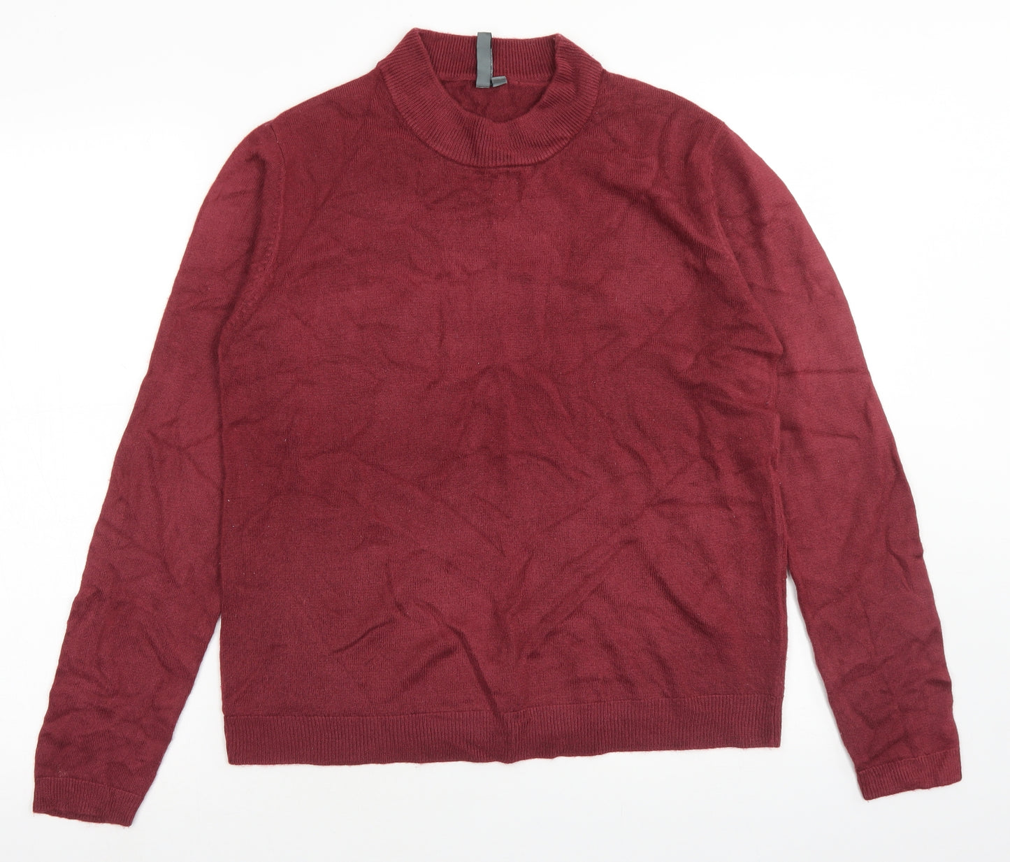Originals Womens Red Mock Neck  Acrylic Pullover Jumper Size 12