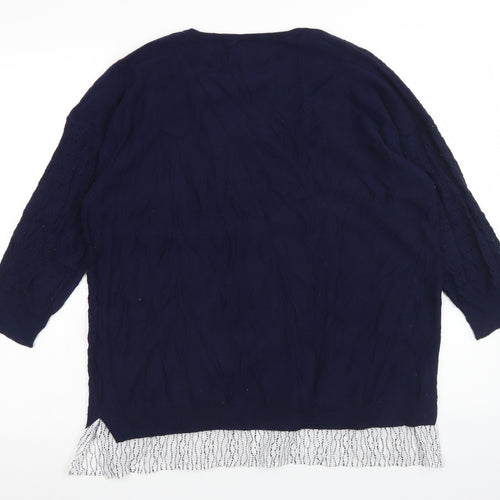 F&F Womens Blue V-Neck  Polyester Pullover Jumper Size 18