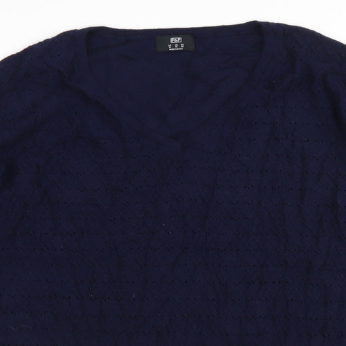 F&F Womens Blue V-Neck  Polyester Pullover Jumper Size 18