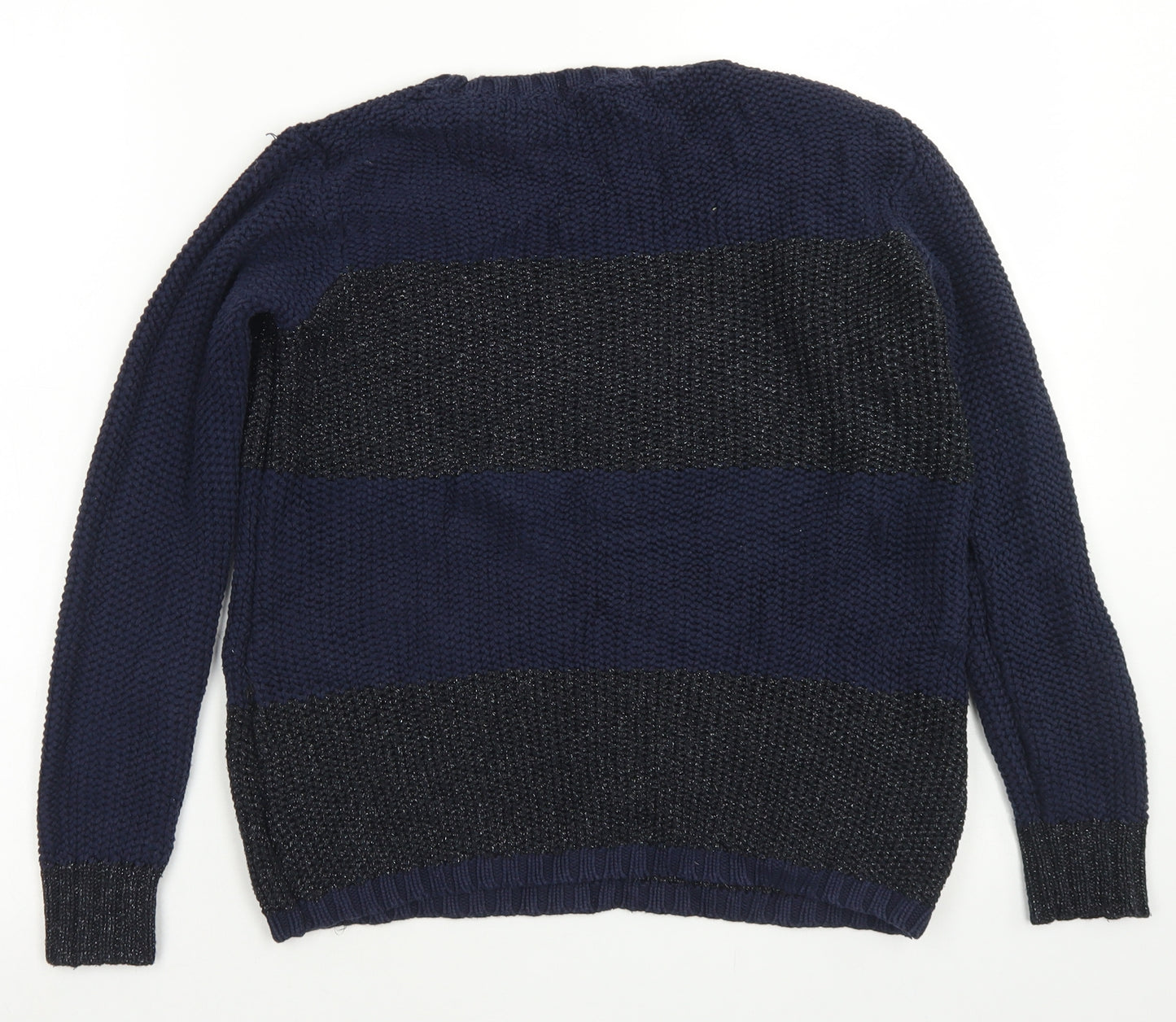 M&S Woman Womens Blue Crew Neck  Cotton Pullover Jumper Size 8
