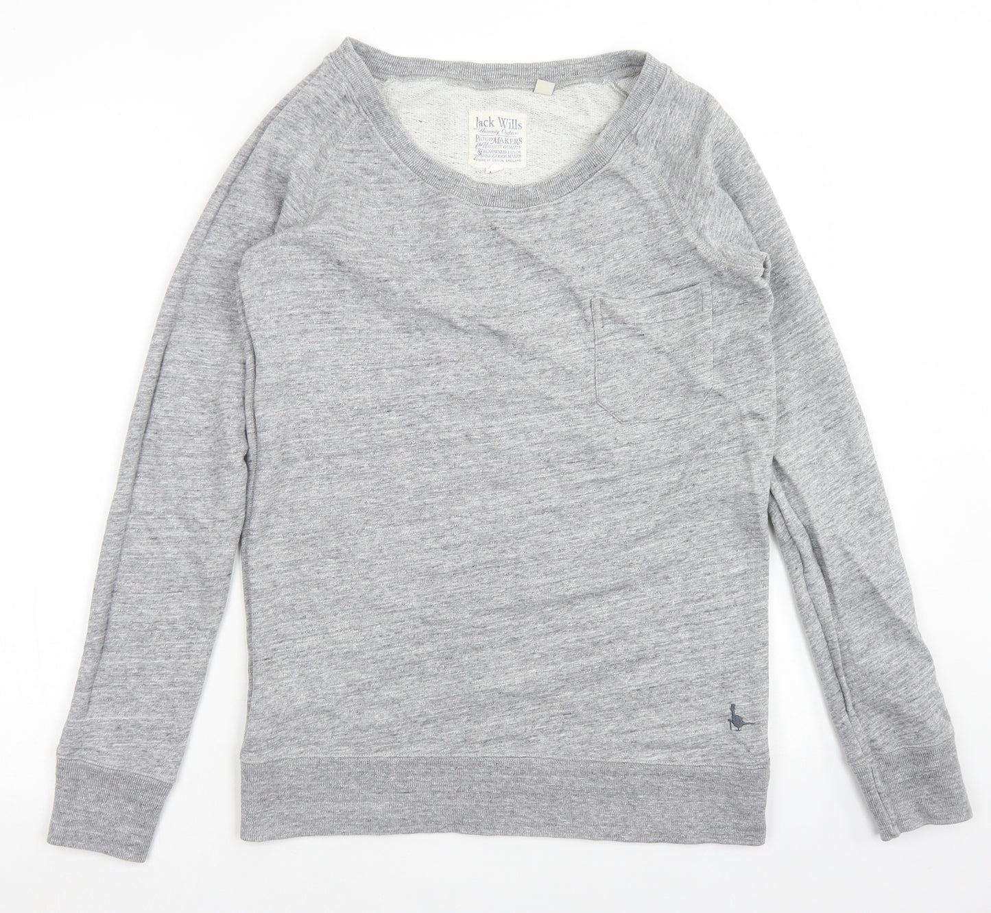 Jack Wills Womens Grey  Cotton Pullover Sweatshirt Size 8