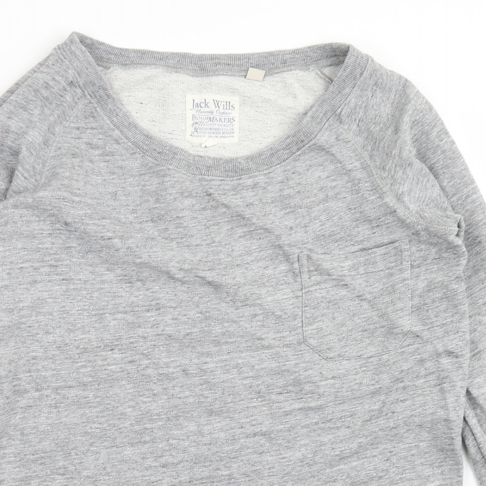 Jack Wills Womens Grey  Cotton Pullover Sweatshirt Size 8