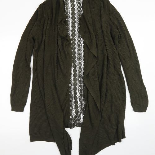 Miss Selfridge Womens Green Round Neck  Acrylic Cardigan Jumper Size S   - Lace back Detail