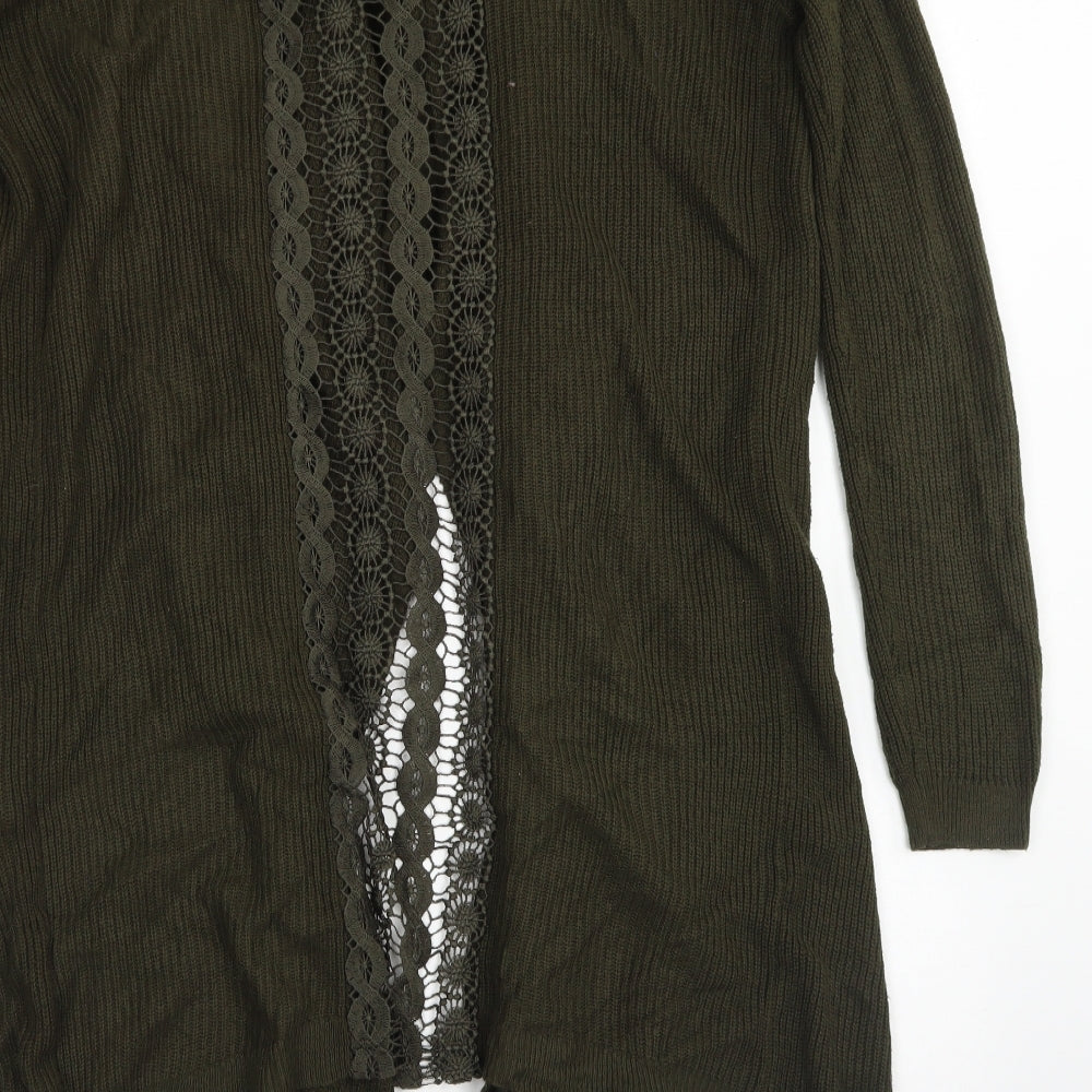 Miss Selfridge Womens Green Round Neck  Acrylic Cardigan Jumper Size S   - Lace back Detail