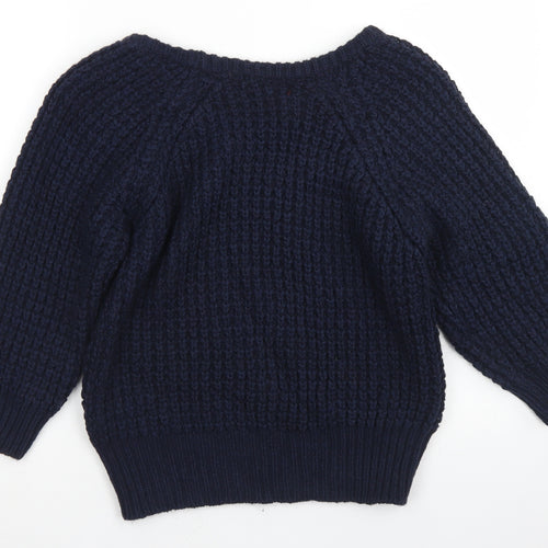 Limited Collection Womens Blue Round Neck  Acrylic Pullover Jumper Size S