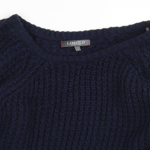 Limited Collection Womens Blue Round Neck  Acrylic Pullover Jumper Size S