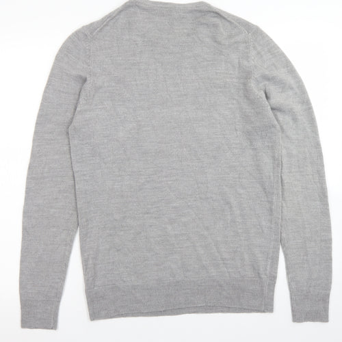 Cedar Wood State Mens Grey Crew Neck  Acrylic Pullover Jumper Size S