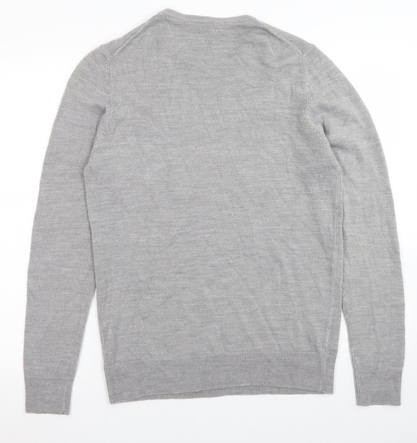 Cedar Wood State Mens Grey Crew Neck  Acrylic Pullover Jumper Size S