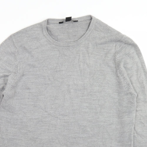 Cedar Wood State Mens Grey Crew Neck  Acrylic Pullover Jumper Size S
