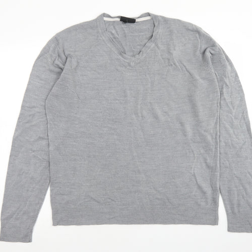 Burton Mens Grey V-Neck  Acrylic Pullover Jumper Size L