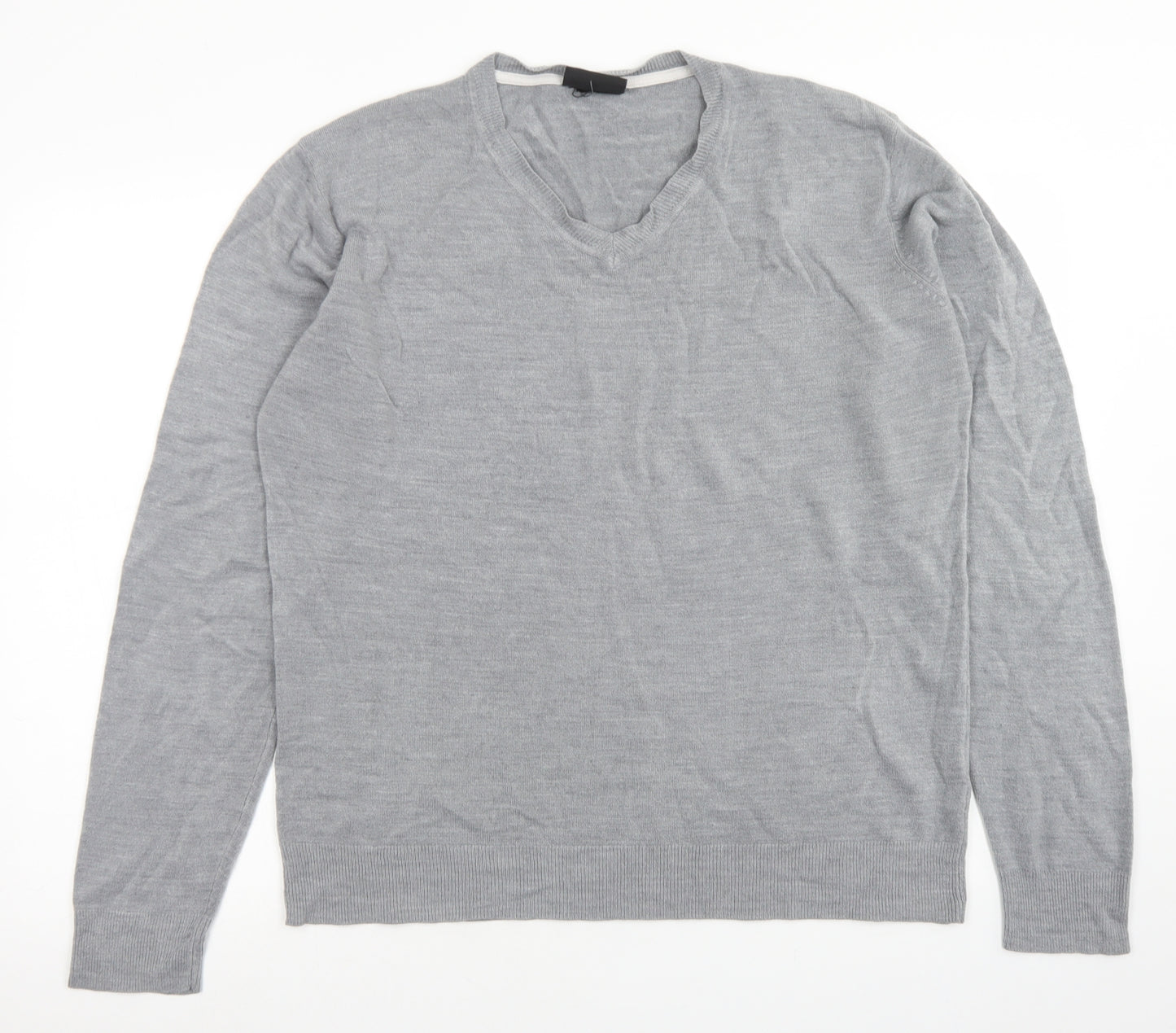 Burton Mens Grey V-Neck  Acrylic Pullover Jumper Size L