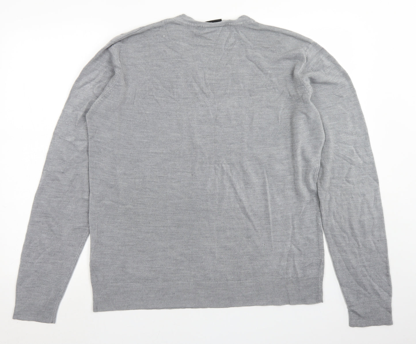 Burton Mens Grey V-Neck  Acrylic Pullover Jumper Size L