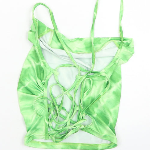 SheIn Womens Green  Polyester Cropped Tank Size S Cowl Neck - Corset style back