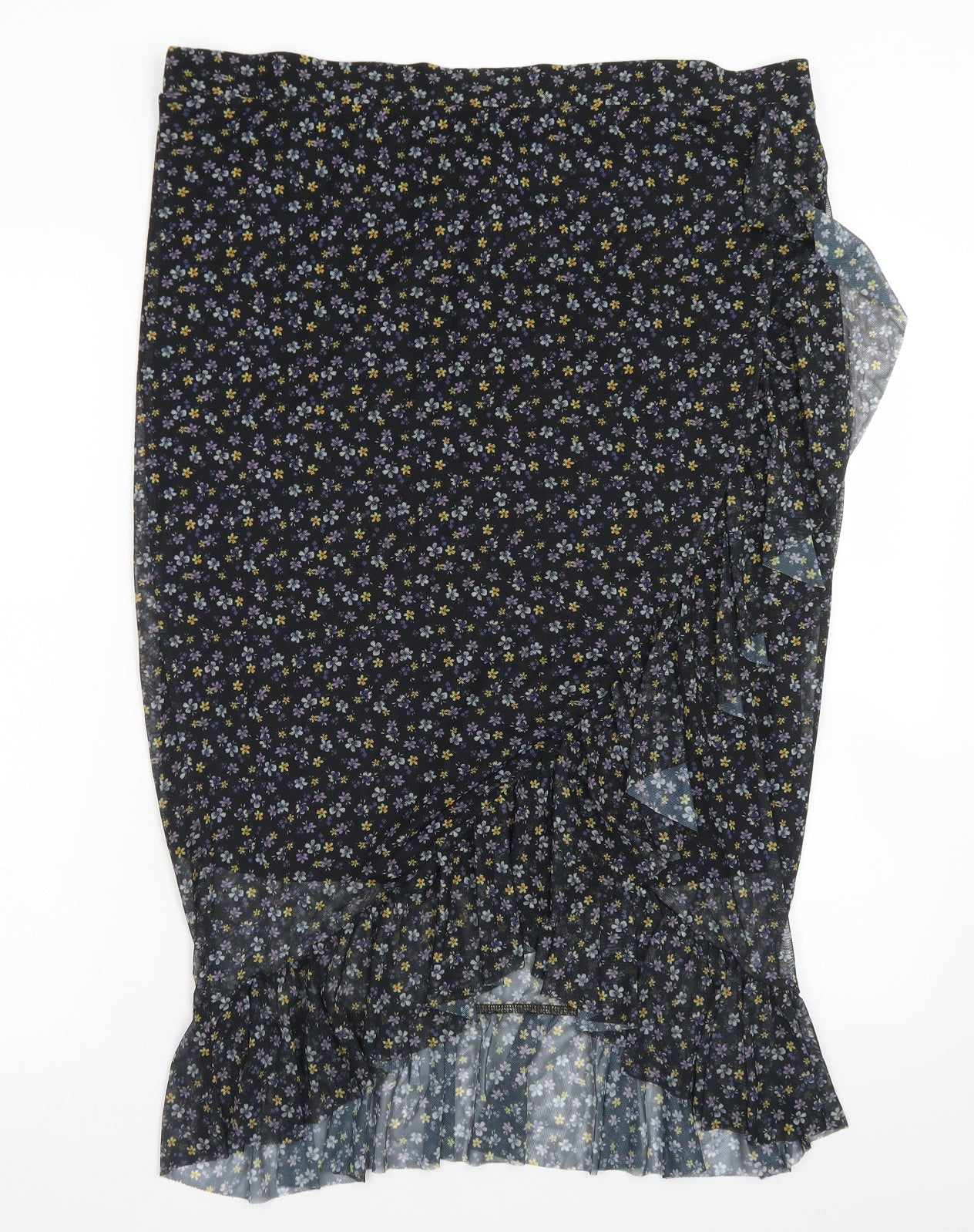 New Look Womens Black Floral Polyester Trumpet Skirt Size 22