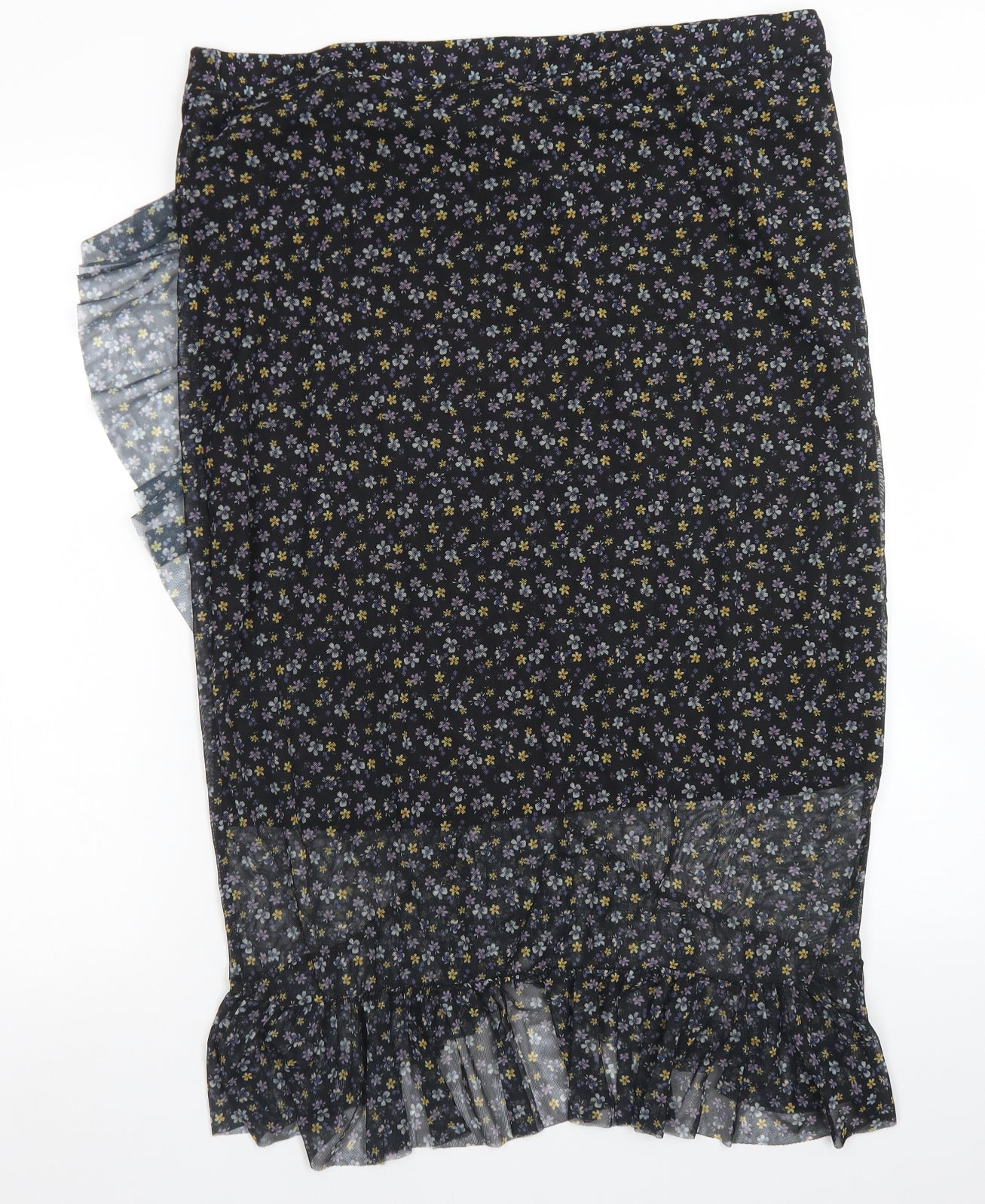 New Look Womens Black Floral Polyester Trumpet Skirt Size 22