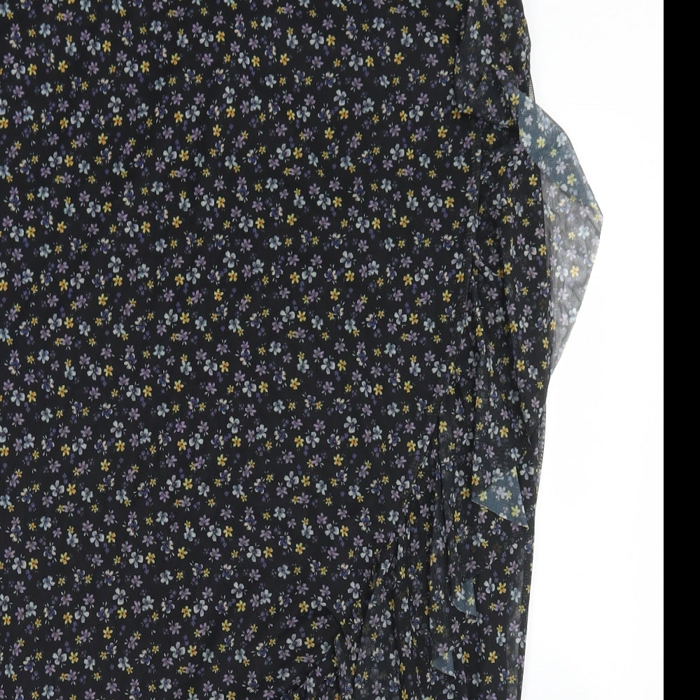 New Look Womens Black Floral Polyester Trumpet Skirt Size 22
