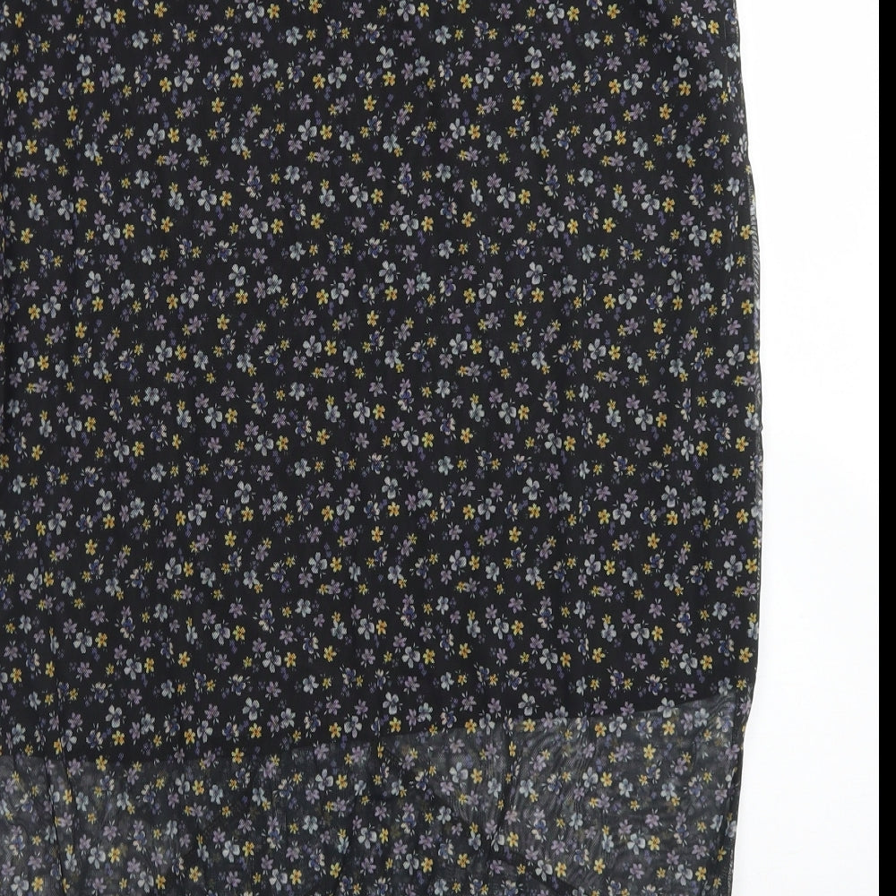 New Look Womens Black Floral Polyester Trumpet Skirt Size 22