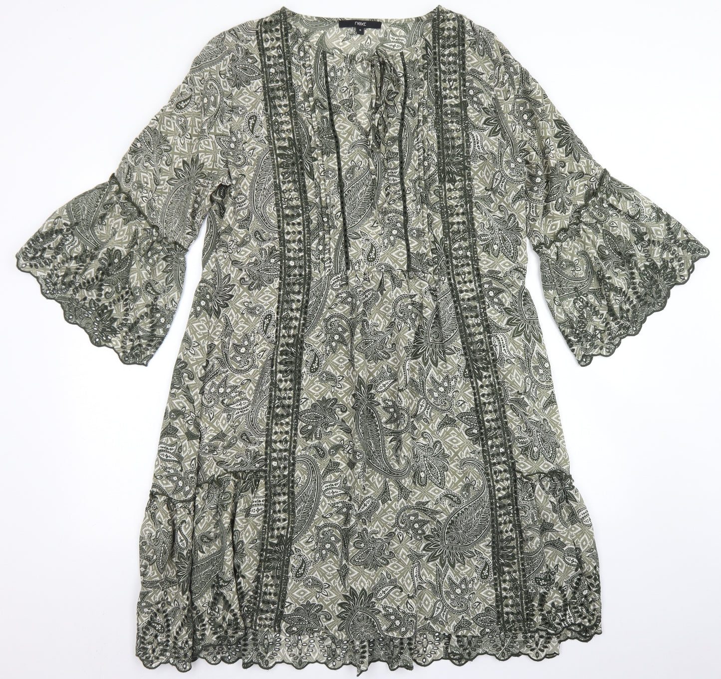 NEXT Womens Green Floral Polyester Trapeze & Swing  Size 16  Round Neck