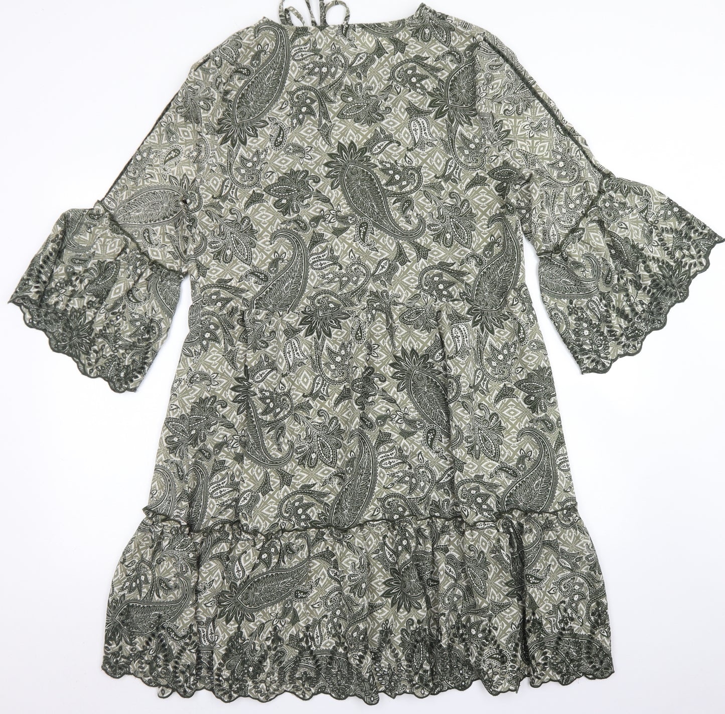 NEXT Womens Green Floral Polyester Trapeze & Swing  Size 16  Round Neck