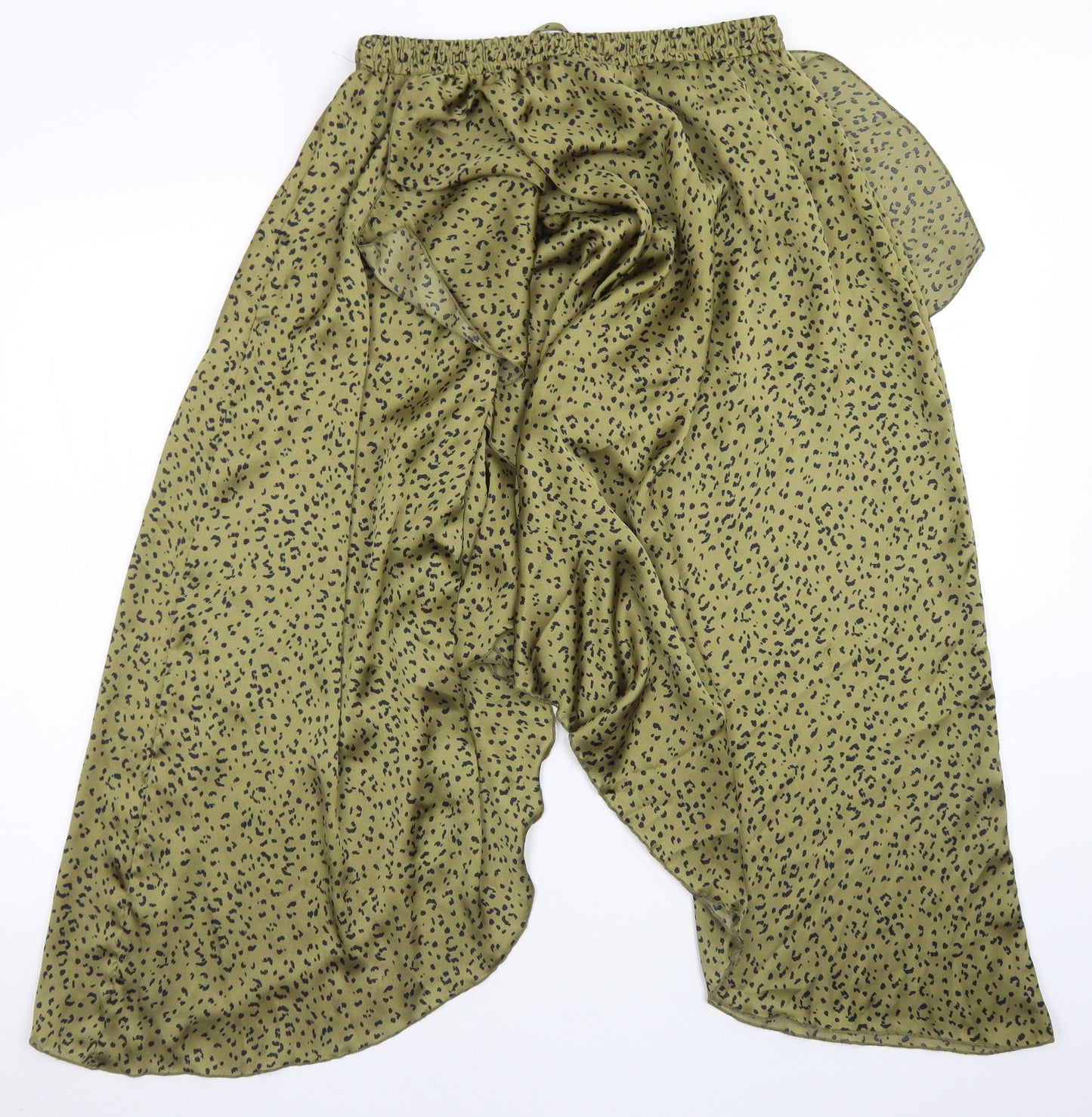 Zara Womens Green Animal Print Polyester Peasant Skirt Size S   Drawstring