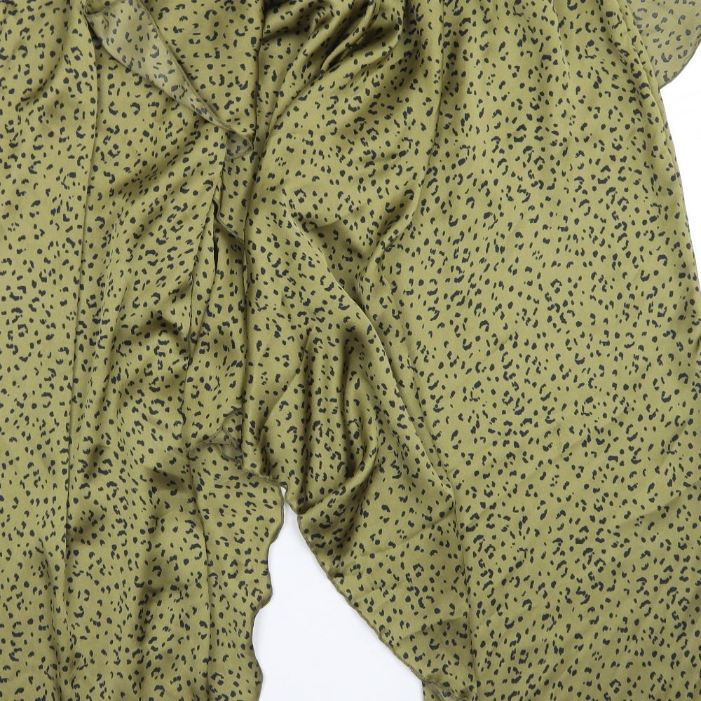 Zara Womens Green Animal Print Polyester Peasant Skirt Size S   Drawstring