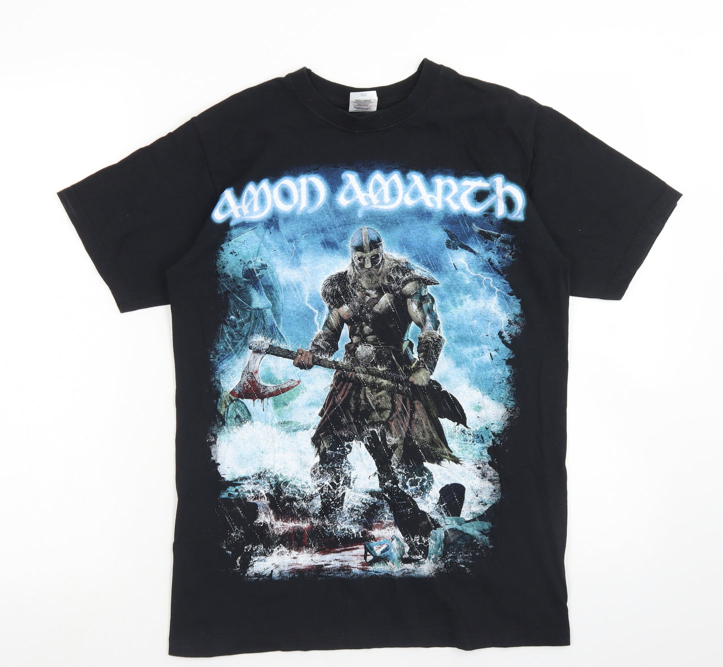 Fruit of the Loom Mens Black  Cotton  T-Shirt Size S Crew Neck  - Mon Amarth Band Tee