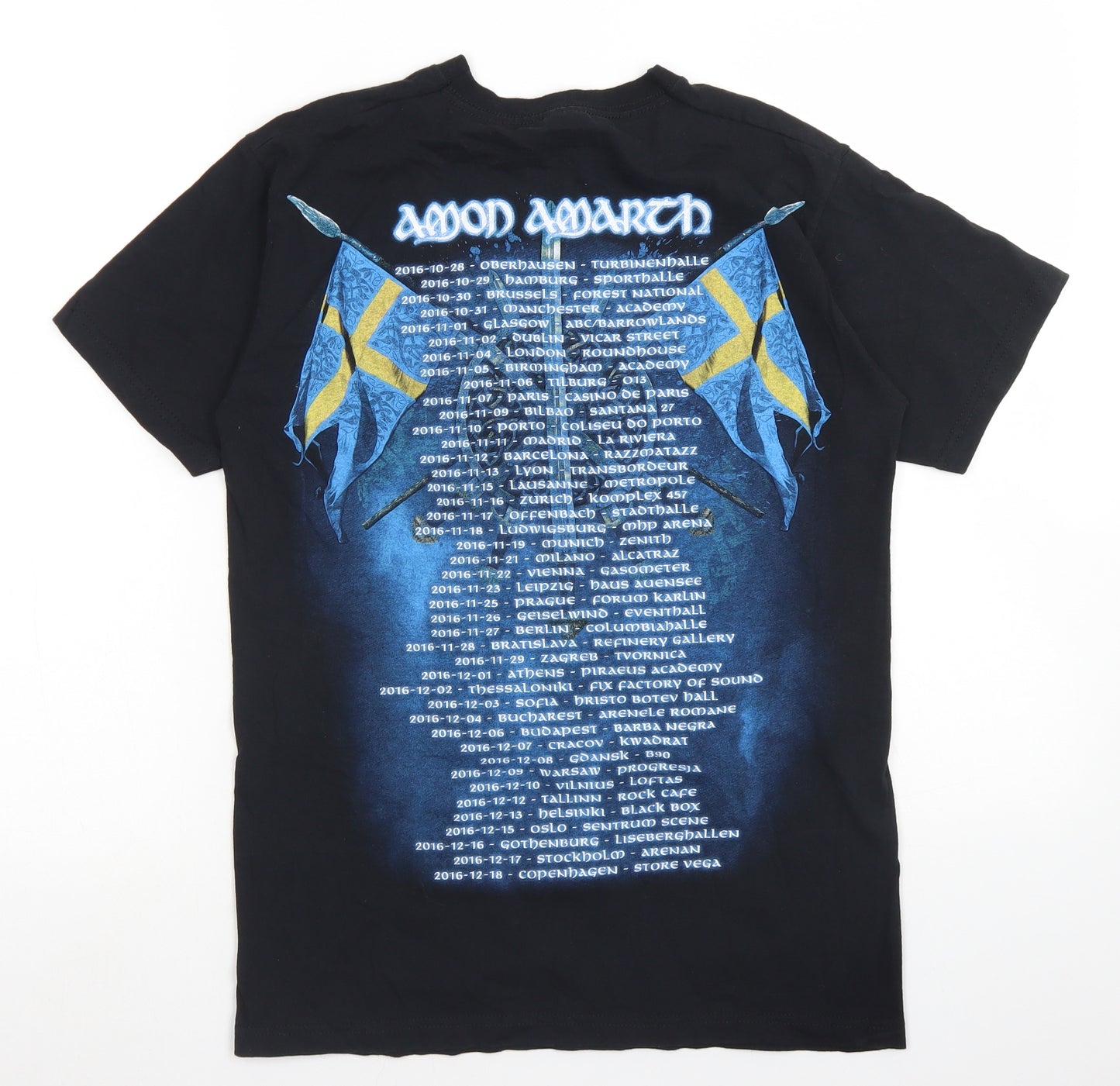 Fruit of the Loom Mens Black  Cotton  T-Shirt Size S Crew Neck  - Mon Amarth Band Tee
