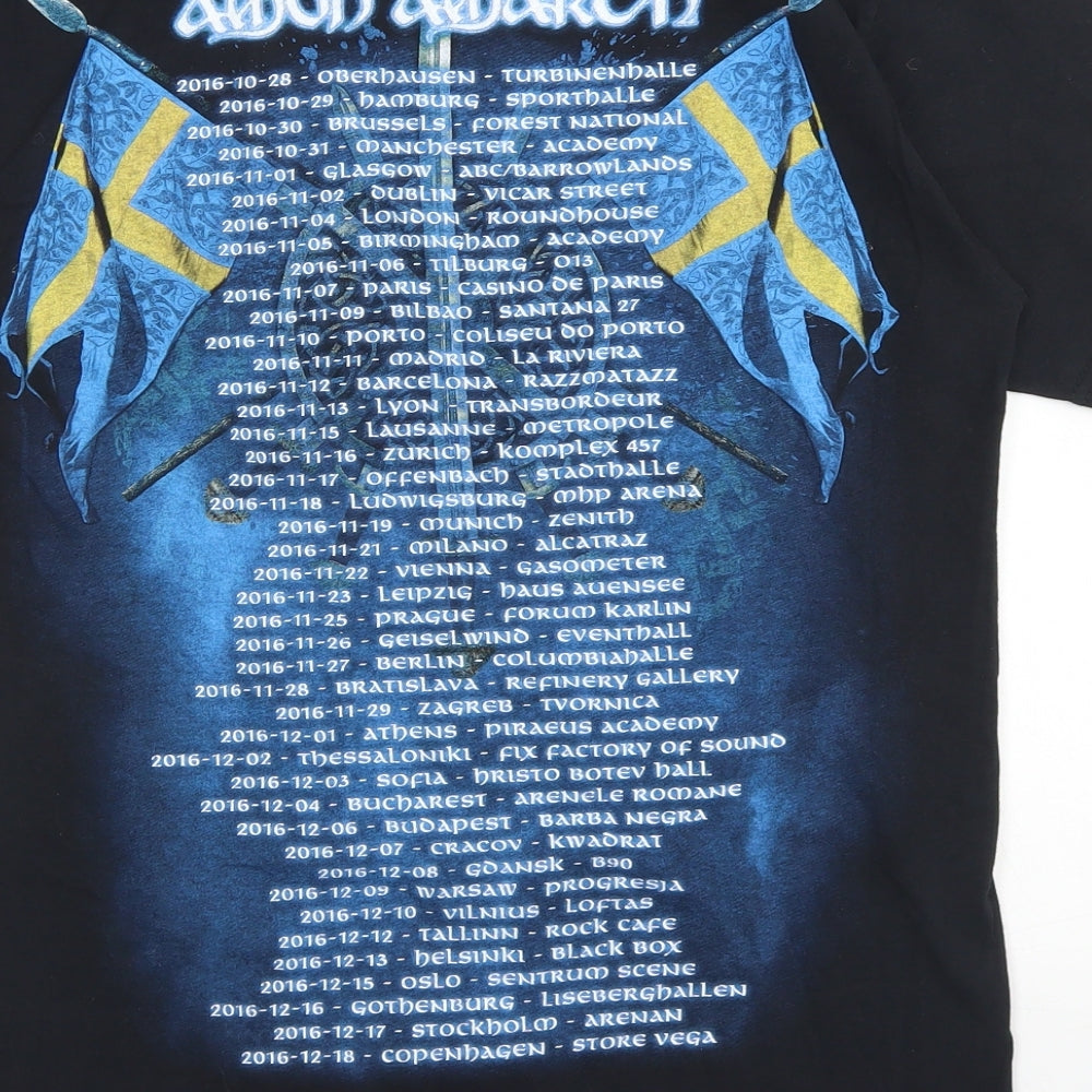 Fruit of the Loom Mens Black  Cotton  T-Shirt Size S Crew Neck  - Mon Amarth Band Tee