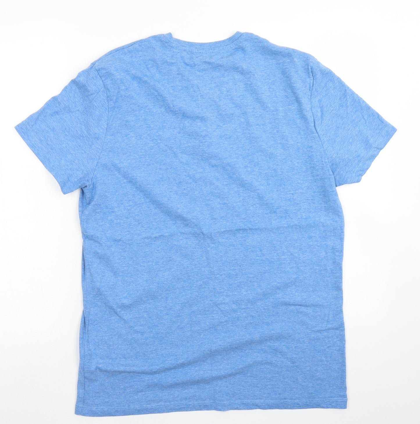 F&F Mens Blue  Cotton  T-Shirt Size M Henley