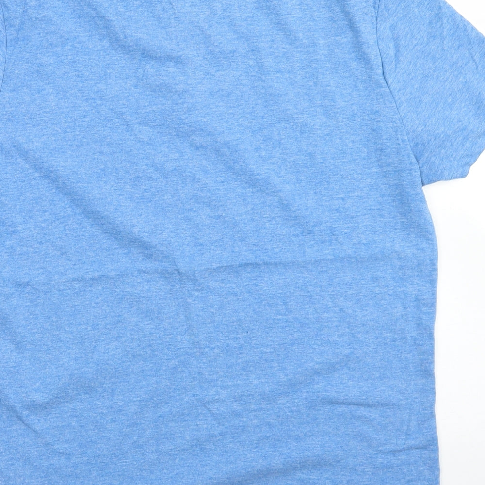 F&F Mens Blue  Cotton  T-Shirt Size M Henley
