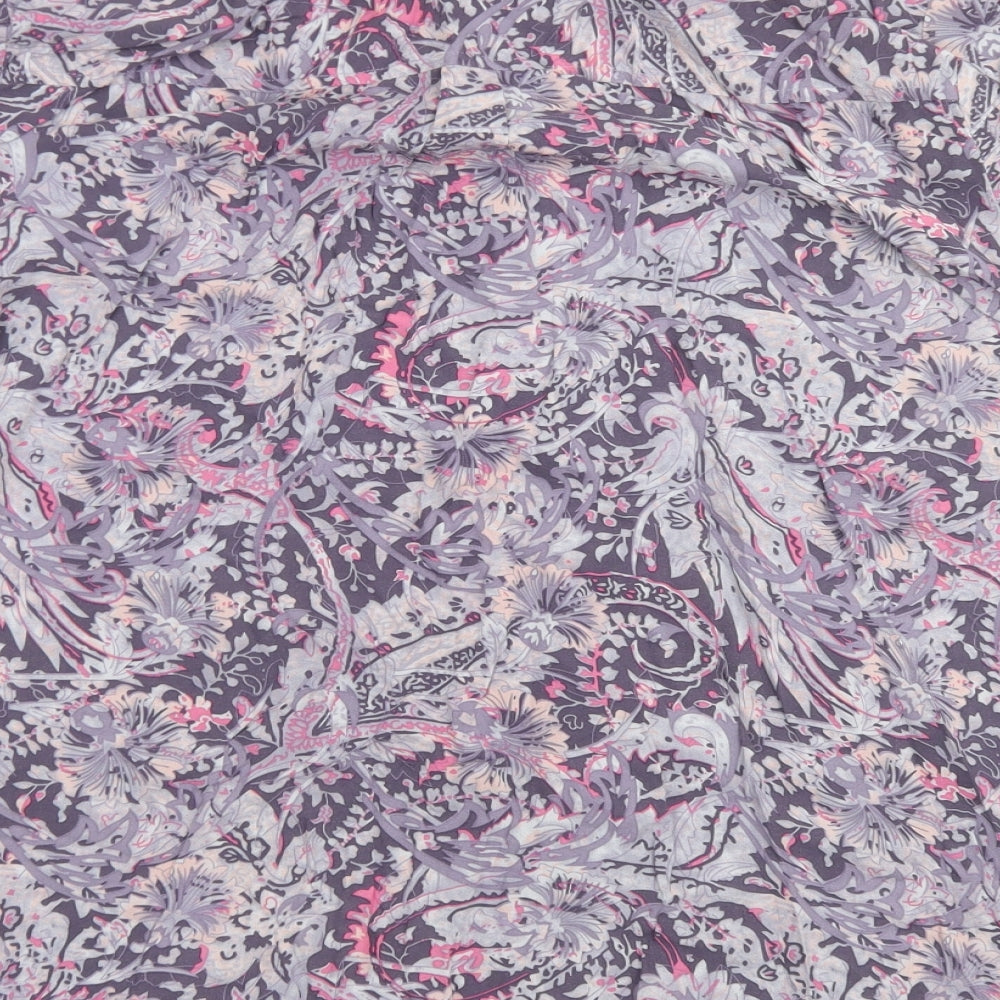 ISLE Womens Purple Floral Viscose Basic Button-Up Size 24 Collared