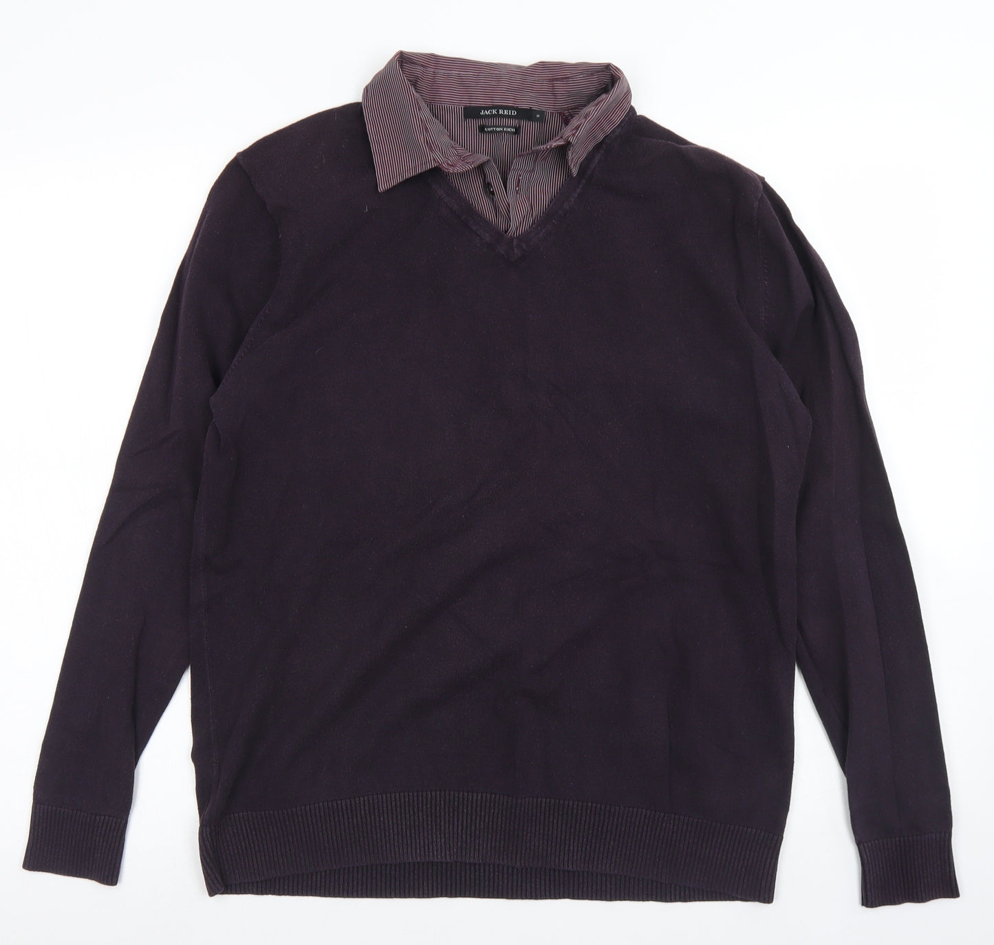 Jack Reid Womens Purple Collared  Cotton Pullover Jumper Size M