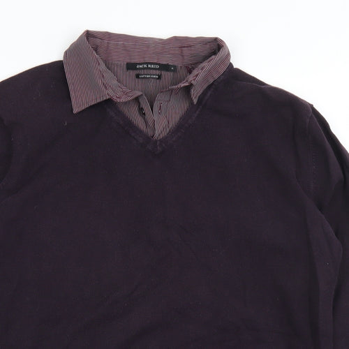 Jack Reid Womens Purple Collared  Cotton Pullover Jumper Size M