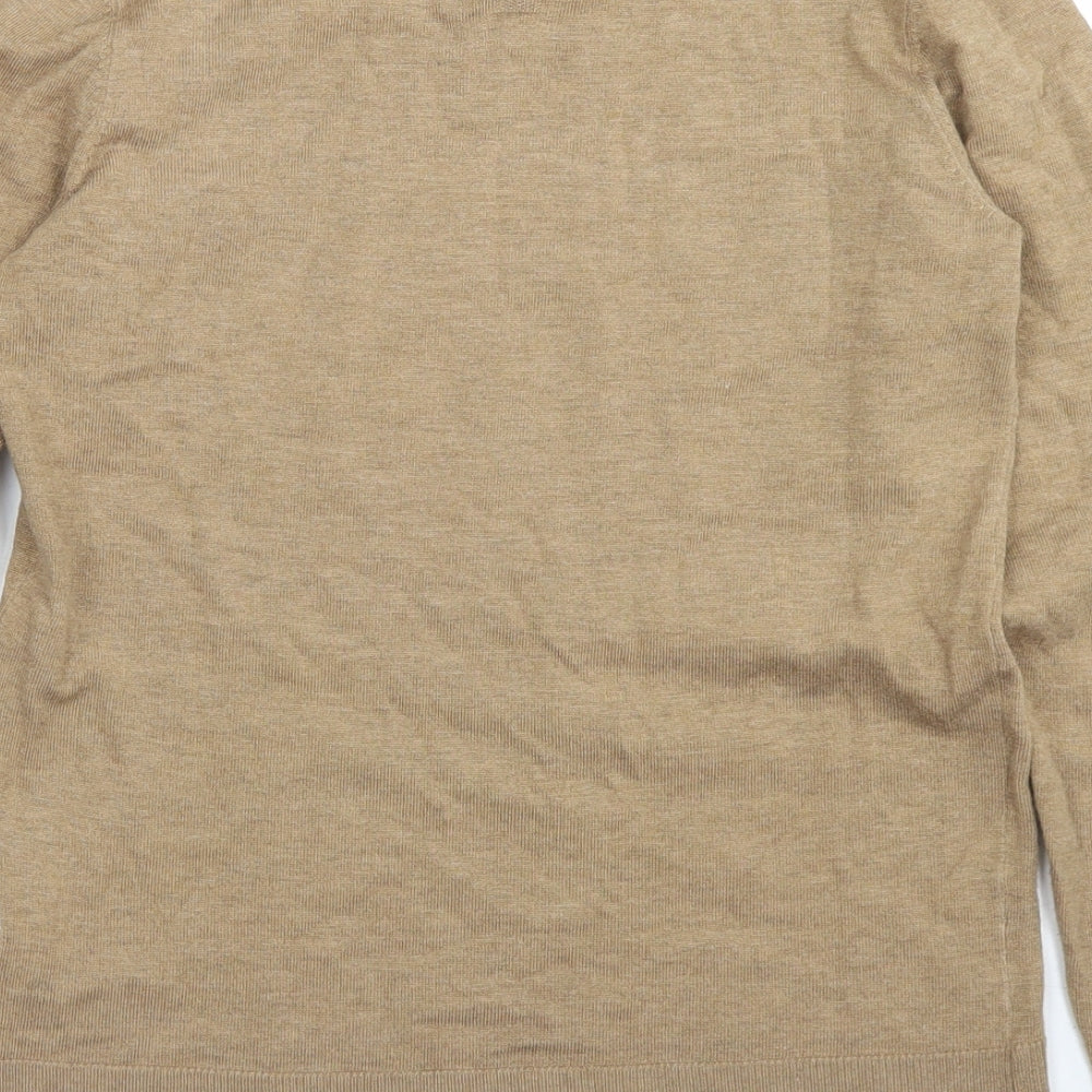NEXT Womens Brown Round Neck  Viscose Pullover Jumper Size 6   - Lace Neckline