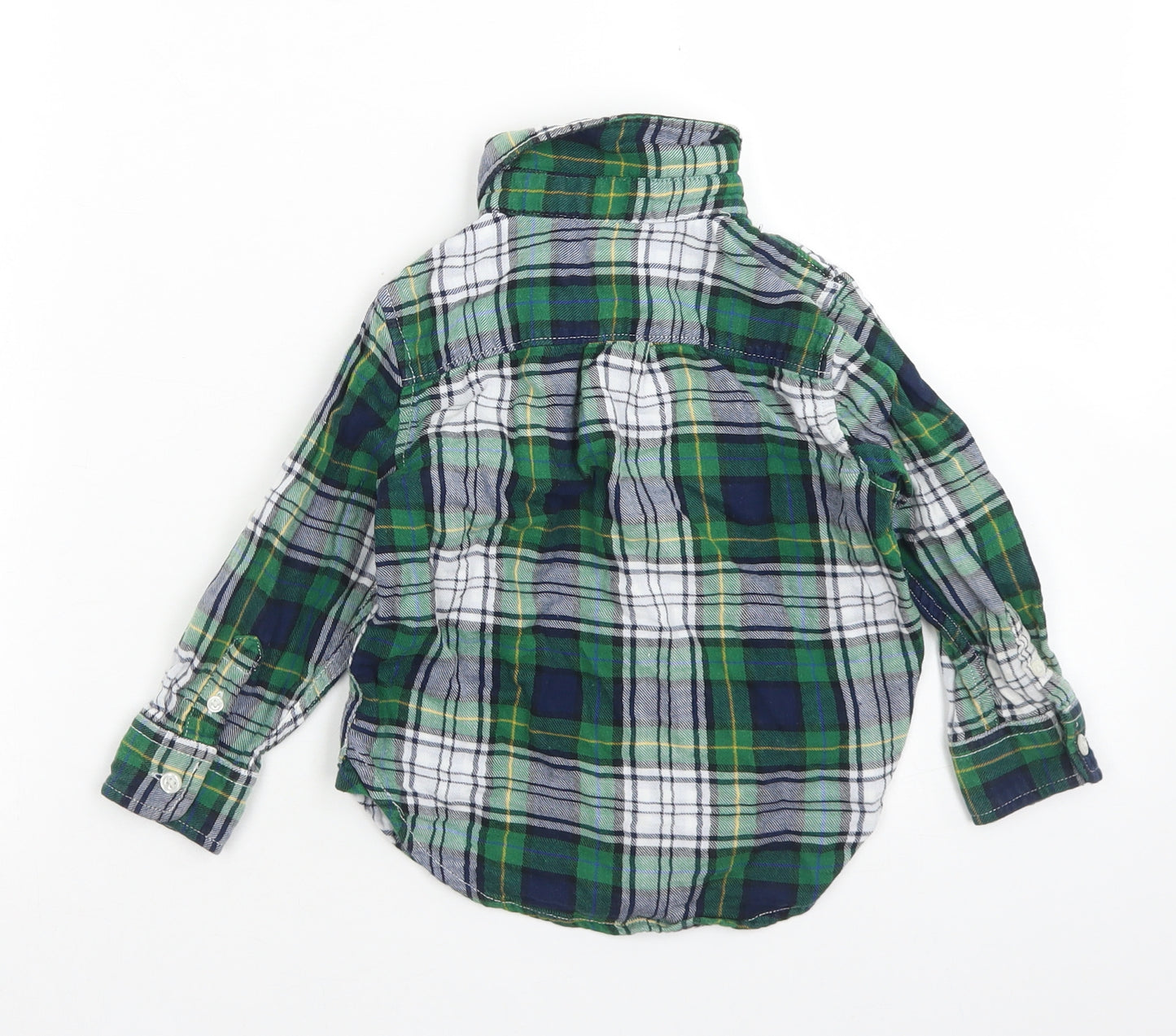 Baby GAP Boys Green Plaid Cotton Basic Button-Up Size 2 Years Collared Button