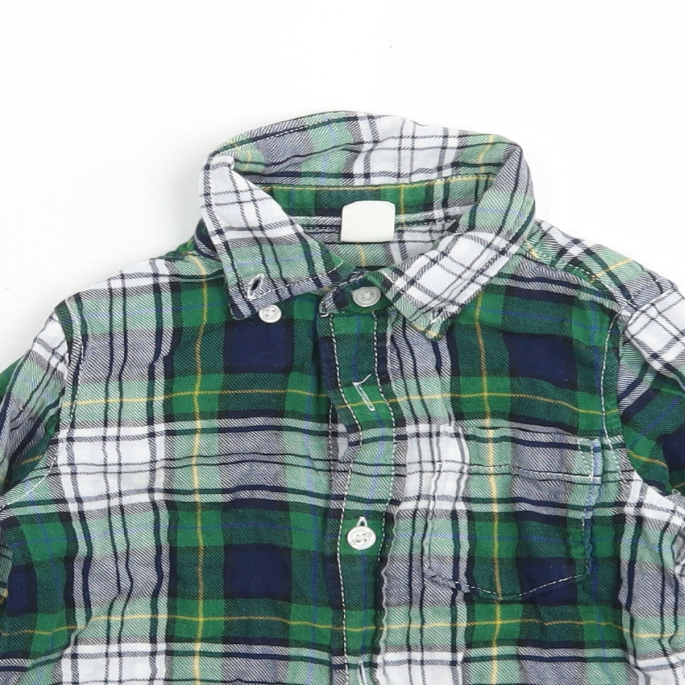 Baby GAP Boys Green Plaid Cotton Basic Button-Up Size 2 Years Collared Button