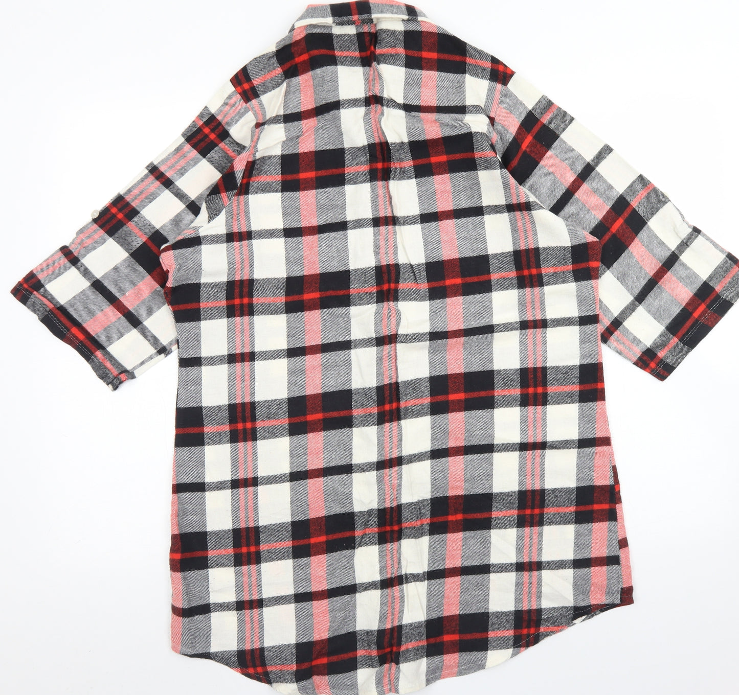Argos Womens Red Plaid Cotton Top Nightshirt Size 16  Button - Minnie Mouse