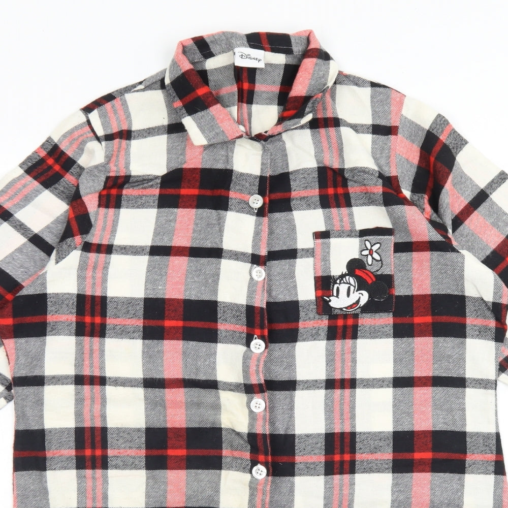 Argos Womens Red Plaid Cotton Top Nightshirt Size 16  Button - Minnie Mouse