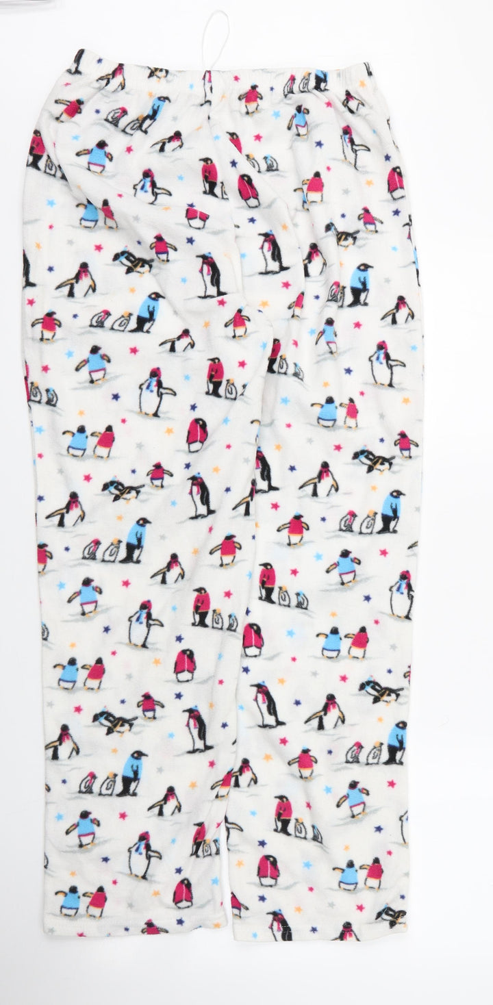 EWM Womens White Solid Polyester Chemise Pyjama Pants Size 12   - Penguin