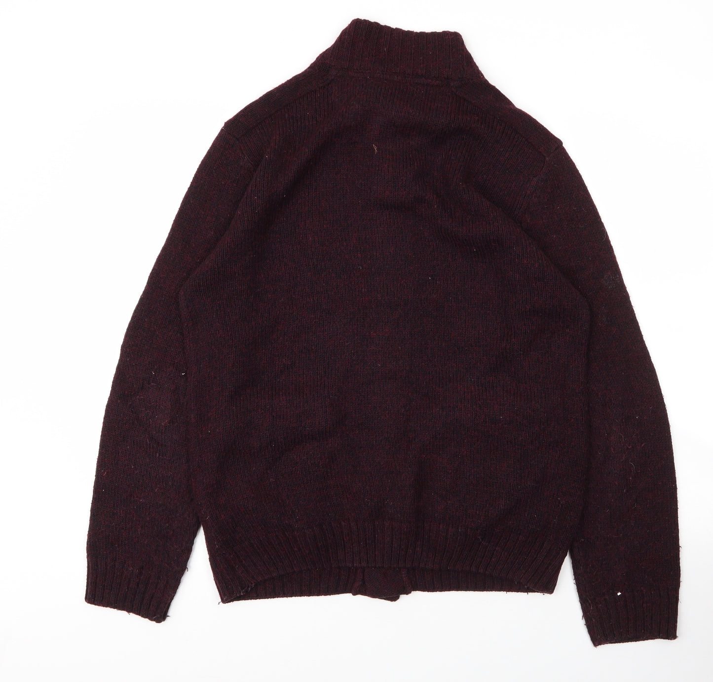 BHS Mens Purple Mock Neck  Acrylic Cardigan Jumper Size M