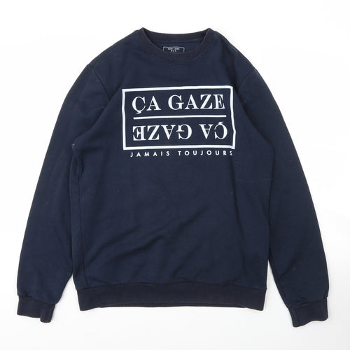 New Look Mens Blue Round Neck  Cotton Pullover Jumper Size M