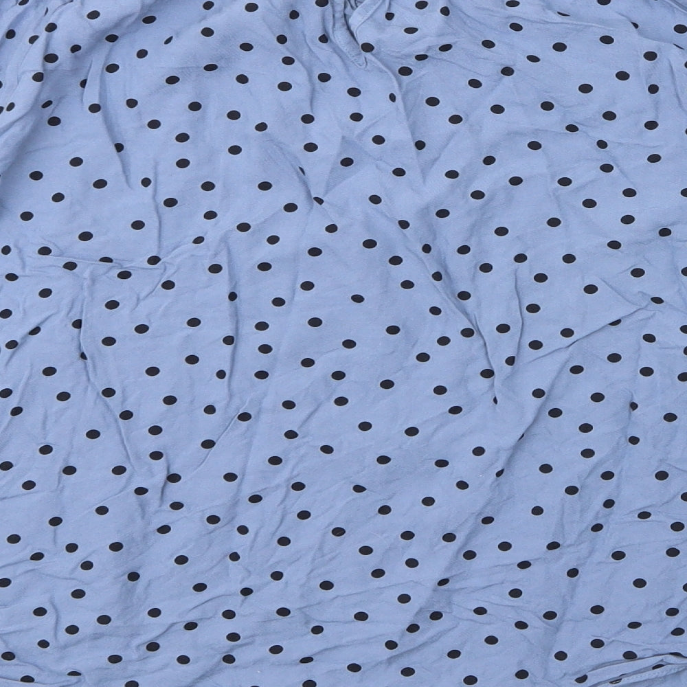 Papaya Womens Blue Polka Dot Viscose Basic Blouse Size 14 Round Neck