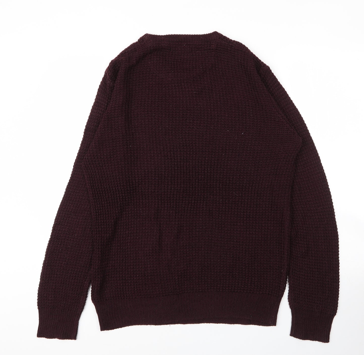 Brave Soul Mens Purple Round Neck  Acrylic Pullover Jumper Size M