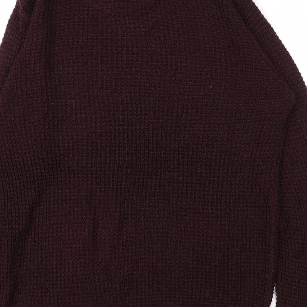 Brave Soul Mens Purple Round Neck  Acrylic Pullover Jumper Size M
