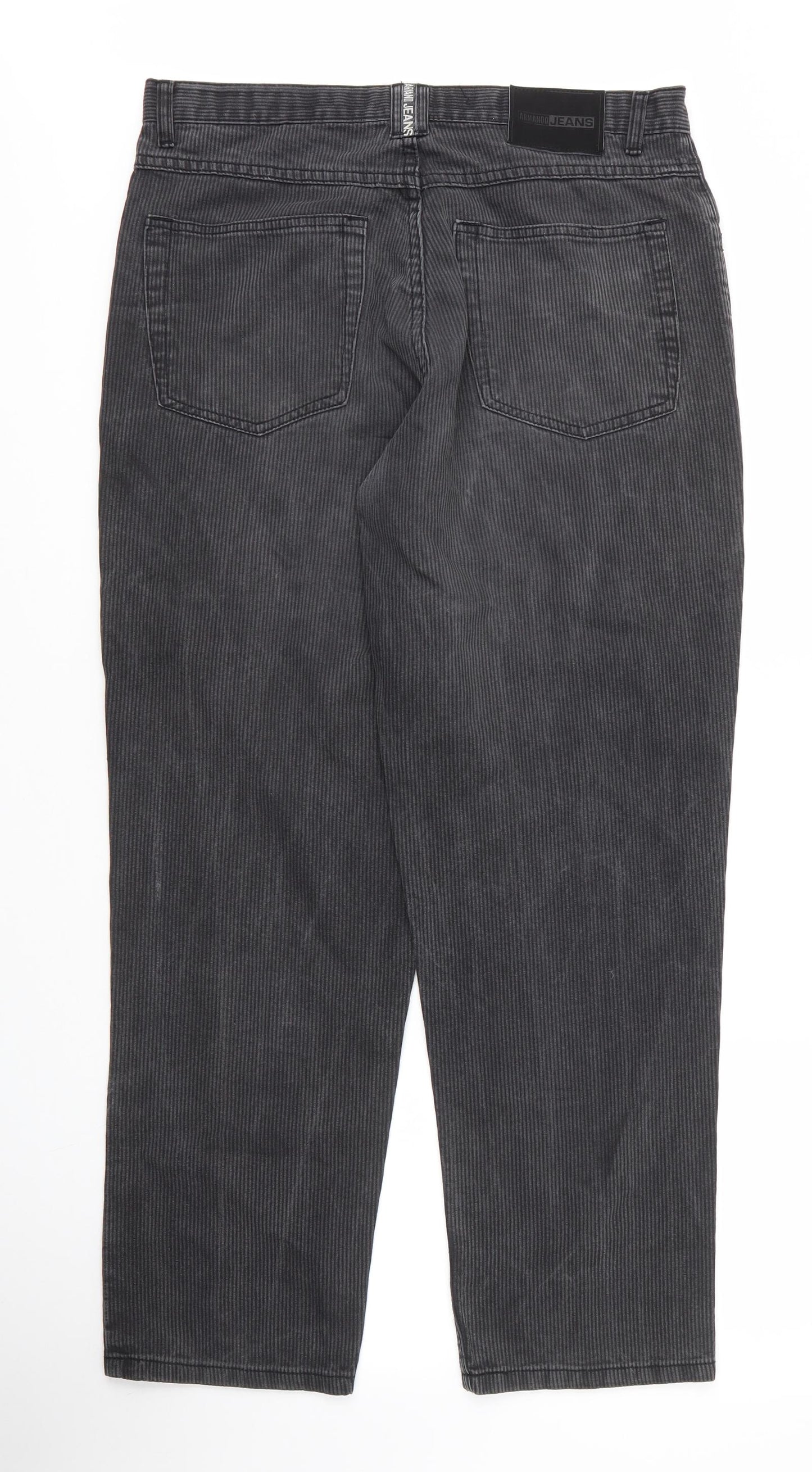 Armando Mens Grey  Cotton Straight Jeans Size 32 in L32 in Regular Zip