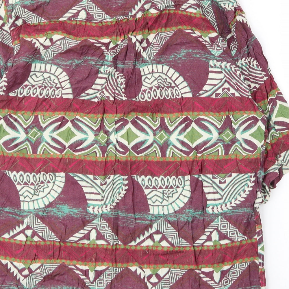 Topman Mens Purple Geometric Viscose  Button-Up Size L Collared Button