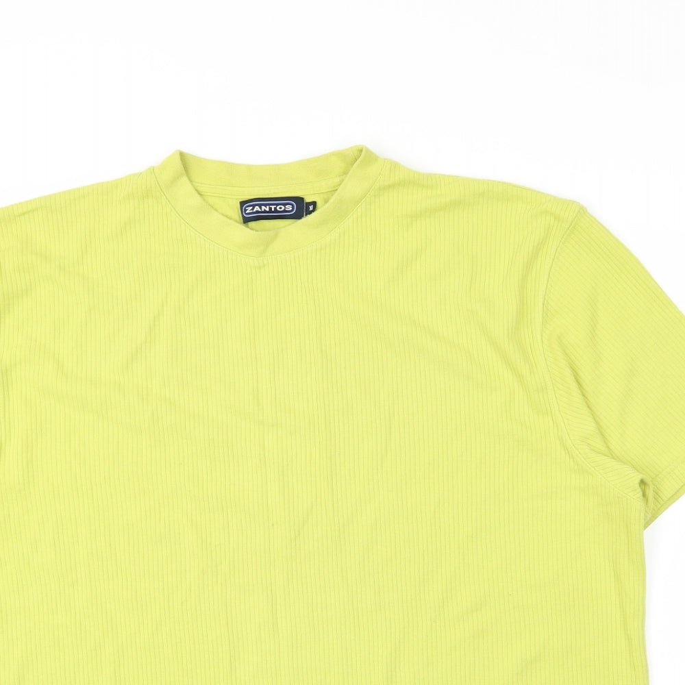 Zantos Mens Green  Cotton  T-Shirt Size XL Round Neck