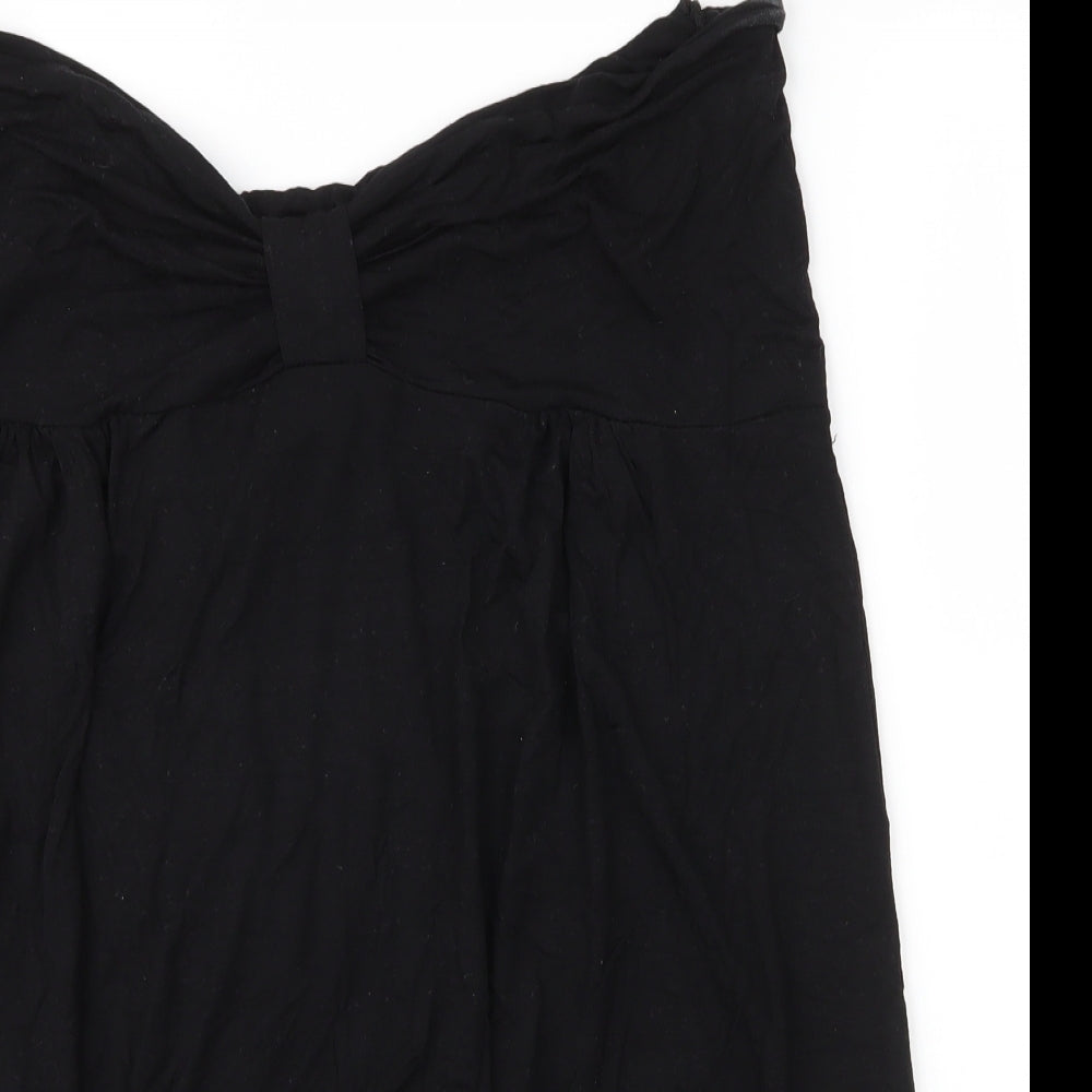 Style Womens Black  Viscose Basic Blouse Size 24 V-Neck