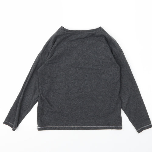 M&S Girls Grey  Cotton Basic T-Shirt Size 7 Years Round Neck