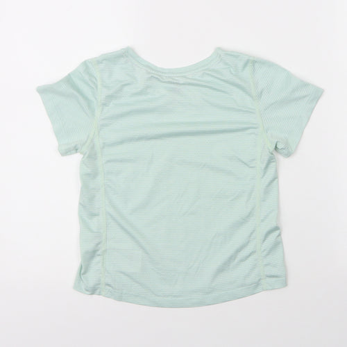 H&M Girls Green  Polyester Basic T-Shirt Size 6 Years Round Neck